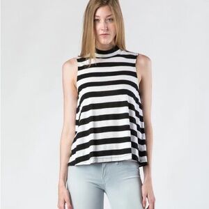 NWT Splendid Black and White Striped Sleeveless Top